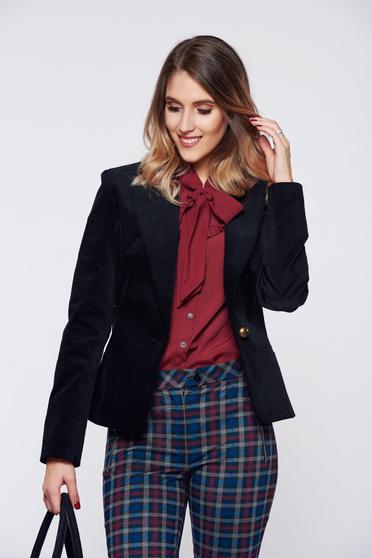 Sacou LaDonna negru office din catifea cu buzunare
