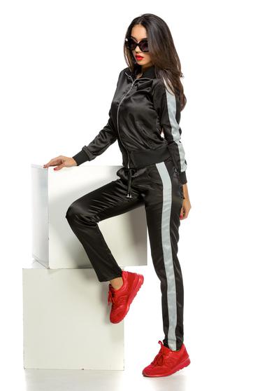Set Ocassion negru casual din 2 piese din material lucios