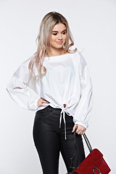 Bluza dama PrettyGirl alba casual cu croi larg