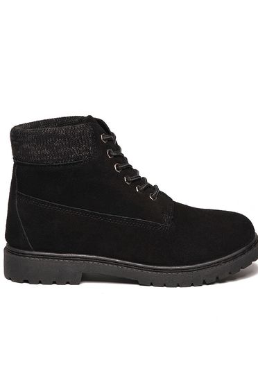 poze cu Ghete Top Secret negre din piele naturala cu talpa joasa