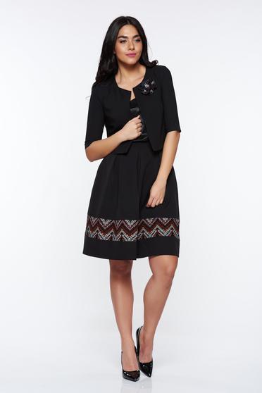 Fusta StarShinerS neagra office in clos din stofa usor elastica cu pliuri de material