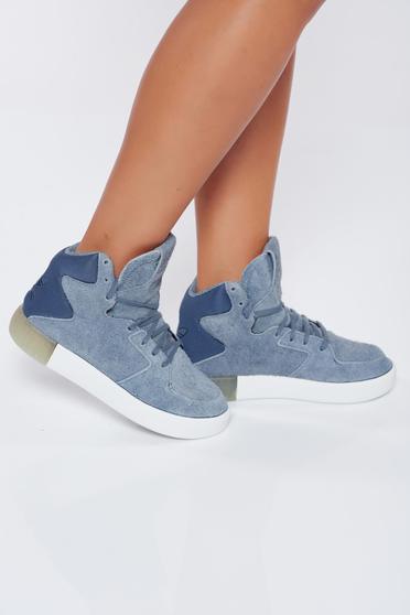 Pantofi sport Adidas Originals Tubular gri casual din piele intoarsa ecologica cu siret