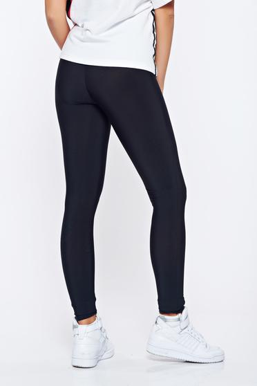 Colanti PrettyGirl negri casual cu talie medie captusiti pe interior