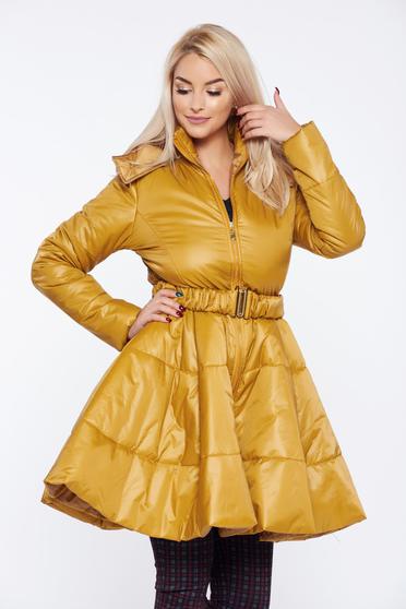 Geaca PrettyGirl galbena casual gluga detasabila