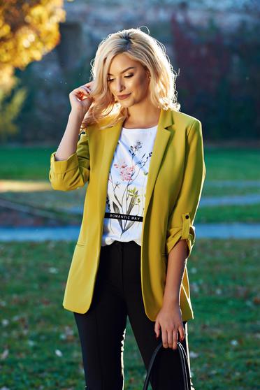 Sacou Top Secret galben casual cambrat cu maneca 3/4