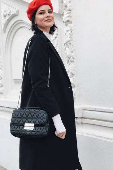 Palton LaDonna negru basic din lana drept cu buzunare