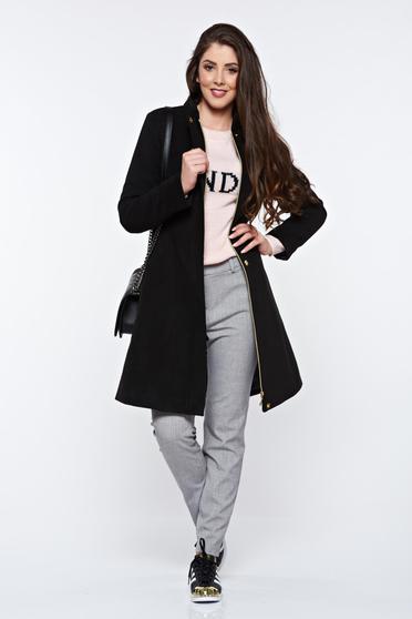 Palton LaDonna negru casual captusit pe interior cu buzunare