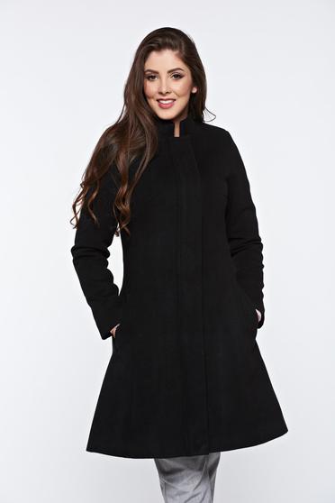 Palton LaDonna negru casual captusit pe interior cu buzunare