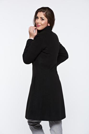 Palton LaDonna negru casual captusit pe interior cu buzunare