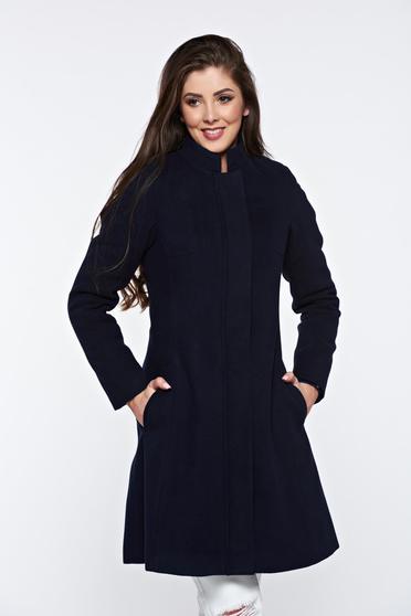 poze cu Palton LaDonna albastru-inchis casual captusit pe interior cu buzunare
