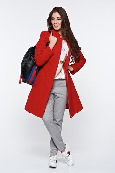 poze cu Palton LaDonna rosu casual captusit pe interior cu buzunare