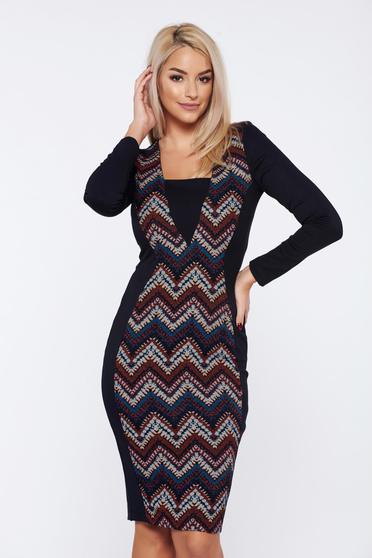 Rochie StarShinerS fall in love neagra eleganta de zi tip creion