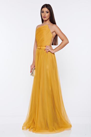 Rochie Ana Radu galbena tip corset de lux din tul captusita pe interior