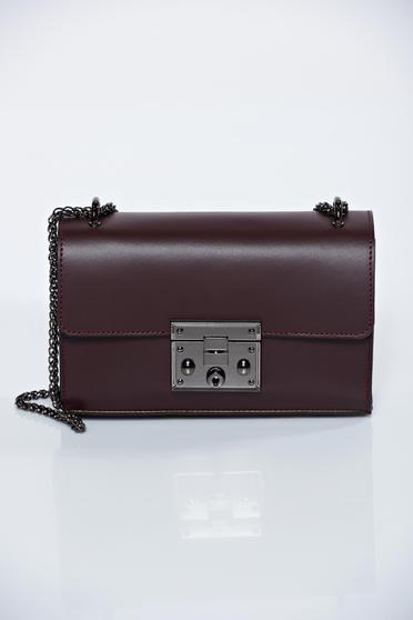 Geanta dama visinie casual din piele naturala accesorizata cu lant metalic