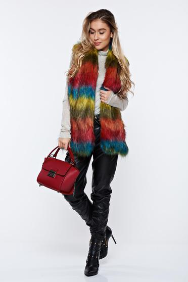 poze cu Vesta PrettyGirl albastra casual din blana ecologica
