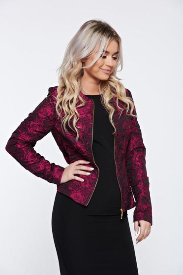 Sacou StarShinerS timeless romance mov cu flori in relief de ocazie cambrat
