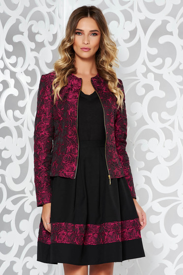 Sacou StarShinerS timeless romance mov cu flori in relief de ocazie cambrat