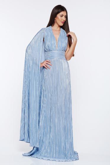 Rochie Ocassion argintie de ocazie plisata cu spatele gol