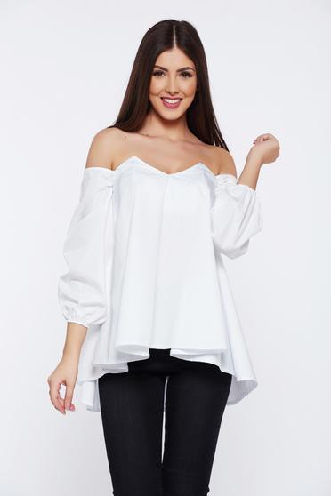 Bluza dama Ocassion alba cu croi larg pe umeri