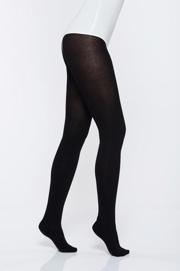 Dres dama 220 den negru din bumbac elastic cu efect 3d