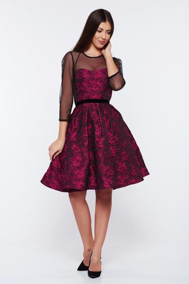 Rochie StarShinerS timeless romance mov de ocazie in clos cu flori in relief