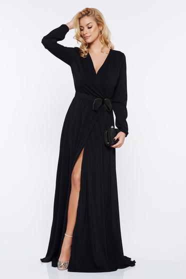 Rochie StarShinerS neagra de ocazie in clos cu decolteu in v