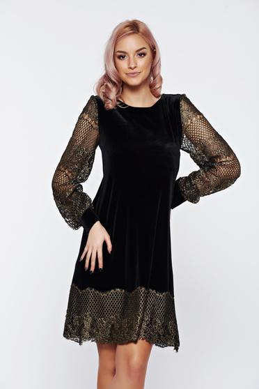 Rochie LaDonna neagra eleganta cu croi larg cu maneca lunga