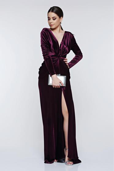 Rochie Ana Radu mov de seara sirena din catifea cu decolteu adanc