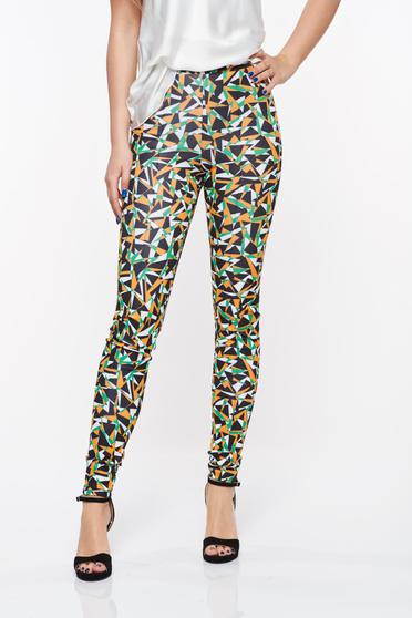 Pantaloni Ana Radu negri casual cu talie medie din scuba cu elastic in talie
