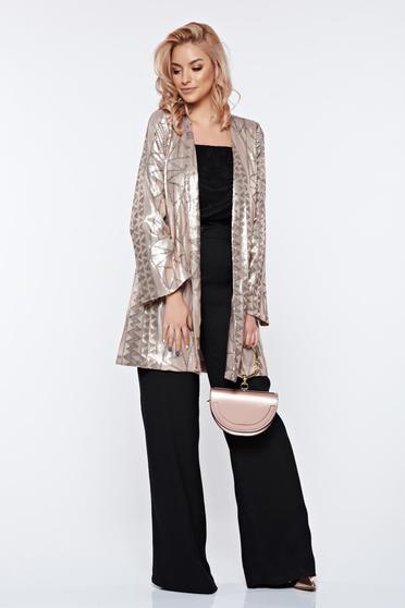 Cardigan PrettyGirl crem eleganta cu paiete captusita pe interior