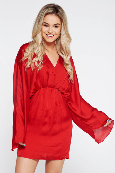 Rochie PrettyGirl rosie de party din material vaporos cu elastic in talie