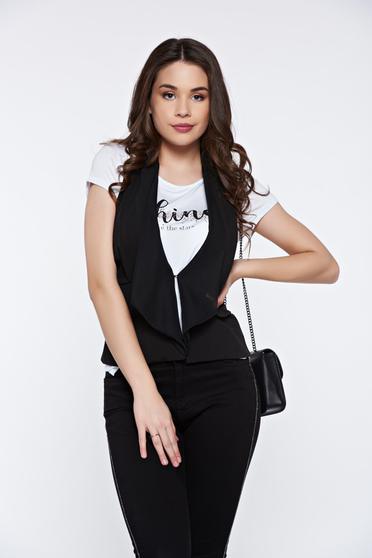 Vesta PrettyGirl neagra casual cu spatele decupat