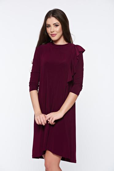 Rochie StarShinerS mov casual asimetrica cu croi larg din material vaporos