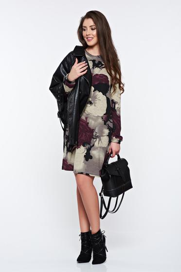 poze cu Rochie mov StarShinerS casual cu croi larg cu imprimeu floral