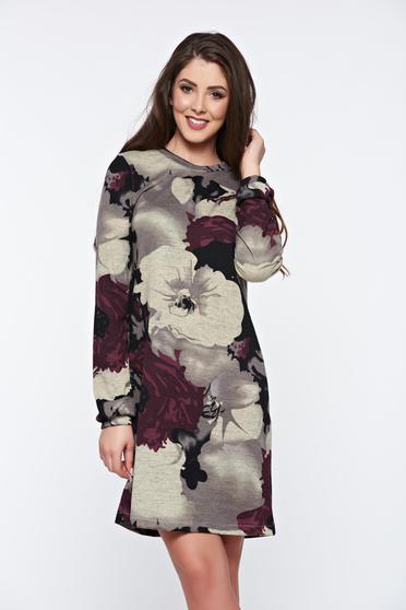 poze cu Rochie mov StarShinerS casual cu croi larg cu imprimeu floral
