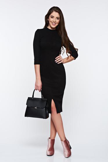 Rochie StarShinerS neagra casual tip creion cu un croi mulat