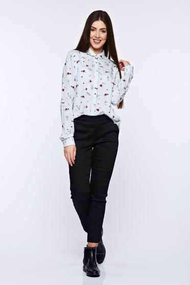 Camasa dama Top Secret alba casual cu croi larg cu guler rotunjit