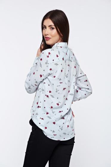 Camasa dama Top Secret alba casual cu croi larg cu guler rotunjit