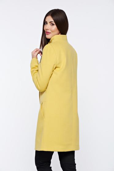 poze cu Palton Top Secret galben casual cu buzunare captusit pe interior