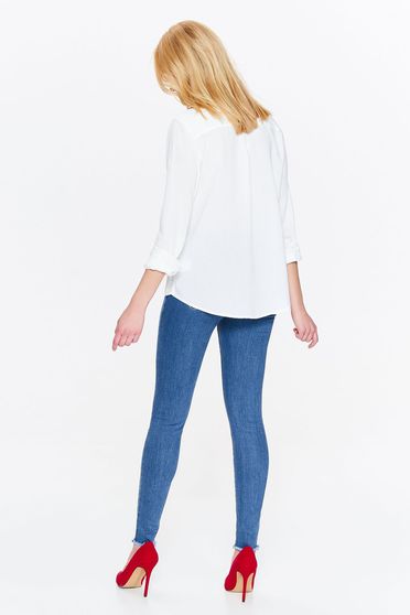 Camasa dama Top Secret alba casual cu croi larg cu guler ascutit