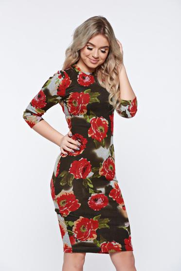 Rochie StarShinerS khaki casual tricotata tip creion