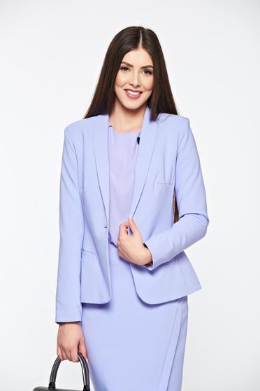 Sacou LaDonna lila basic cambrat din material fin la atingere captusit pe interior