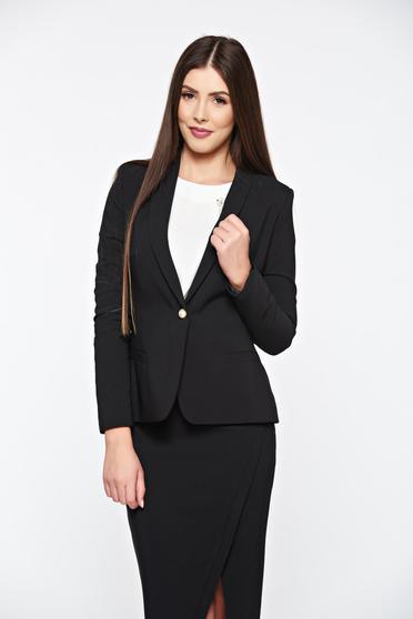 Sacou LaDonna negru basic cambrat captusit pe interior