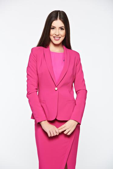 Sacou LaDonna roz basic cambrat din material fin la atingere captusit pe interior