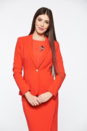 Sacou LaDonna rosu basic cambrat din material fin la atingere captusit pe interior