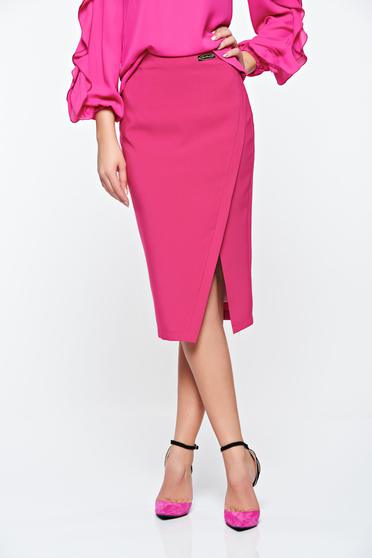 poze cu Fusta LaDonna roz office din stofa subtire usor elastica captusita pe interior