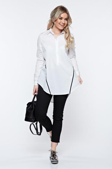 Camasa dama LaDonna alba casual din bumbac cu croi larg