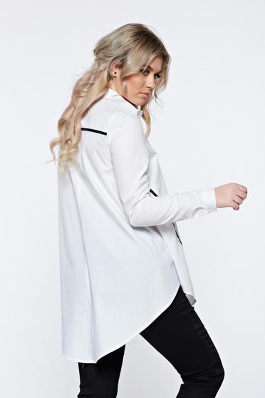 Camasa dama LaDonna alba casual din bumbac cu croi larg