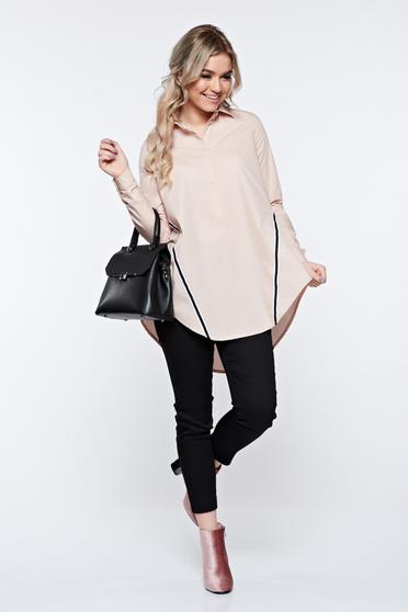 Camasa dama LaDonna rosa casual din bumbac cu croi larg