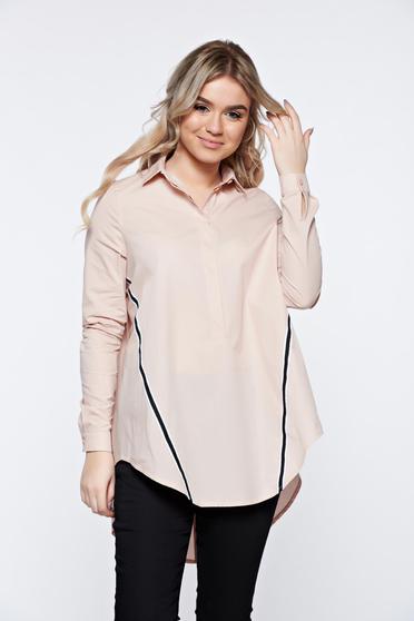 Camasa dama LaDonna rosa casual din bumbac cu croi larg